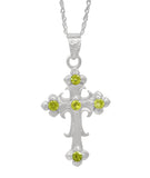 Sterling Silver Pendant With 4 Round Peridot Stones And Rhodium Plating - Fashion Apparel 