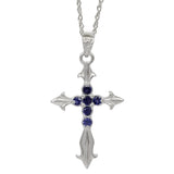 Rhodium Plated Sterling Silver Pendant With Round Iolite Stones - Fashion Apparel 