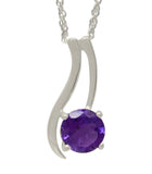 Rhodium Plated Sterling Silver Pendant With Amethyst Gemstone Which Creates A Magic - Fashion Apparel 
