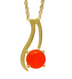 Gold Plated Sterling Silver Pendant With Carnelian Stone - Fashion Apparel 