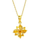 Gold Plated Sterling Silver Pendant Centered With Multi Stone Citrine Gemstone - Fashion Apparel 