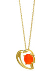 Gold Plated Sterling Silver Pendant With Amazing Heart Shape Carnelian Gemstone - Fashion Apparel 