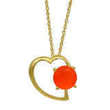 Gold Plated Sterling Silver Pendant With Amazing Heart Shape Carnelian Gemstone - Fashion Apparel 