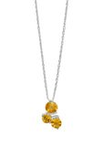 Magnificent Sterling Silver Pendant With Rhodium Plating And Round Citrine Gems - Fashion Apparel 