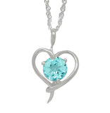 Stunning Rhodium Plated Sterling Silver Pendant Embedded in Blue Topaz - Fashion Apparel 