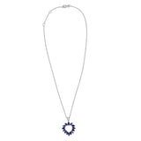 Sparking Rhodium Plated Sterling Silver Pendant Embellished With Iolite Gemstone - Fashion Apparel 