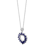 Sparking Rhodium Plated Sterling Silver Pendant Embellished With Iolite Gemstone - Fashion Apparel 