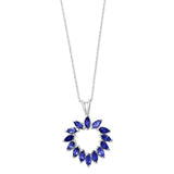Sparking Rhodium Plated Sterling Silver Pendant Embellished With Iolite Gemstone - Fashion Apparel 