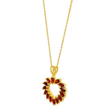 Gold Plated Sterling Silver Pendant Decorated With Marquis Shaped Garnet Gemstone - Fashion Apparel 