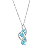 Intricately-Styled Sterling Silver Pendant, Polished With Rhodium, Featuring Pan-Shaped Blue Topaz Stone - Fashion Apparel 