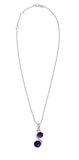 Sterling Silver Pendant In Rhodium Plating, Embellished With Rounded Amethyst - Fashion Apparel 