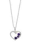 Elegant Sterling Silver Pendant With Round Amethyst Stones And Rhodium Plating - Fashion Apparel 