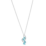 Intricately-Styled Sterling Silver Pendant, Polished With Rhodium, Featuring Pan-Shaped Blue Topaz Stone - Fashion Apparel 