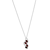 Remarkable Rhodium Plated Sterling Silver Pendant With Pan-Shaped Garnet Gems - Fashion Apparel 