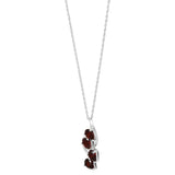 Remarkable Rhodium Plated Sterling Silver Pendant With Pan-Shaped Garnet Gems - Fashion Apparel 
