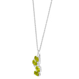 Sterling Silver Pendant Embellished With Pan-Shaped Peridots And Plated In Rhodium - Fashion Apparel 
