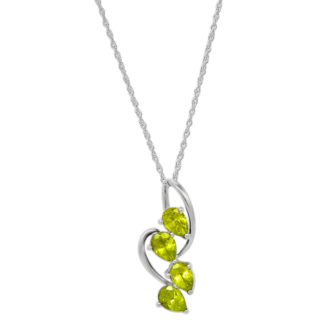 Sterling Silver Pendant Embellished With Pan-Shaped Peridots And Plated In Rhodium - Fashion Apparel 
