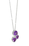 Super Embellished Rhodium Plated Sterling Silver Pendant With Round Amethyst Stone - Fashion Apparel 