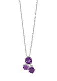 Super Embellished Rhodium Plated Sterling Silver Pendant With Round Amethyst Stone - Fashion Apparel 