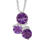 Super Embellished Rhodium Plated Sterling Silver Pendant With Round Amethyst Stone - Fashion Apparel 