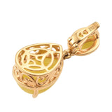 Yellow Gold Rhodium Plated Sterling Silver Pendant With Yellow Jade  Gemstone - Fashion Apparel 
