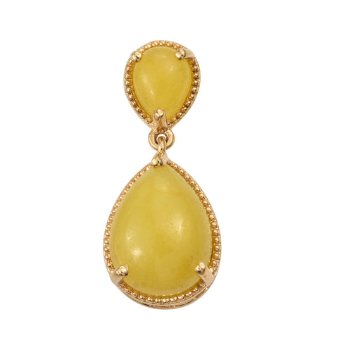 Yellow Gold Rhodium Plated Sterling Silver Pendant With Yellow Jade  Gemstone - Fashion Apparel 