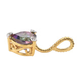 Yellow Gold Plated Sterling Silver Pendant With Mystic Coated Quartz And Natural White Zircon Gemstones. - Fashion Apparel 