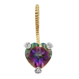 Yellow Gold Plated Sterling Silver Pendant With Mystic Coated Quartz And Natural White Zircon Gemstones. - Fashion Apparel 