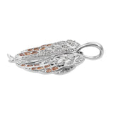 Rhodium Plated Sterling Silver Pendant With Orange Sapphire And Natural White Zircon Gemstones. - Fashion Apparel 
