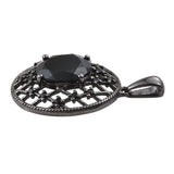Black Ruthenium Plated Sterling Silver Pendant With Polished Black Spinel Gemstones - Fashion Apparel 