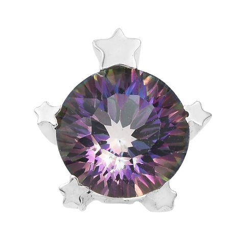 Mystic Topaz Gemstone In Rhodium Plated Sterling Silver Pendant. - Fashion Apparel 