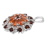 Sterling Silver Pendant With Rhodium Plating And Fire Opal, Madira Citrine, Natural White Zircon Gemstones. - Fashion Apparel 