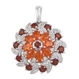 Sterling Silver Pendant With Rhodium Plating And Fire Opal, Madira Citrine, Natural White Zircon Gemstones. - Fashion Apparel 