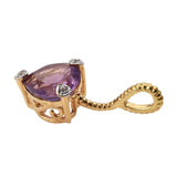 Natural White Zircon,Amethyst Pendant Polished With Yellow Gold Rhodium In Sterling Silver. - Fashion Apparel 
