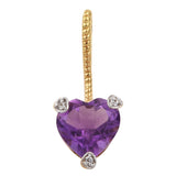 Natural White Zircon,Amethyst Pendant Polished With Yellow Gold Rhodium In Sterling Silver. - Fashion Apparel 