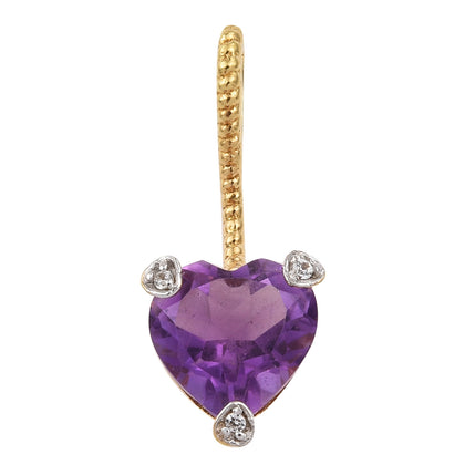 Natural White Zircon,Amethyst Pendant Polished With Yellow Gold Rhodium In Sterling Silver. - Fashion Apparel 