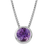 Rhodium Plated Sterling Silver Pendant With Polished African Amethyst - Fashion Apparel 