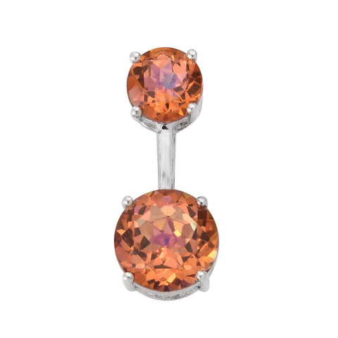 Stylish Sterling Silver Pendant With Rhodium Plating And Salmon Sorbet Coated Topaz - Fashion Apparel 