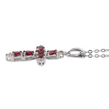 White Zircon And Pink Spinal Sterling Silver Pendant Polished With Rhodium. - Fashion Apparel 