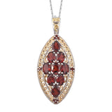 Red Garnet Pendant In Sterling Silver Plated With Rhodium. - Fashion Apparel 
