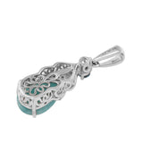 Amazonite, Sterling Silver Pendant With Blue And White Topaz Polished With Rhodium. - Fashion Apparel 