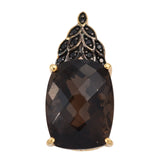 Smoky Quartz, Black Spinel Sterling Pendant Polished With Yellow Gold Rhodium. - Fashion Apparel 