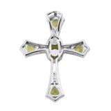 Adorned With Polished Vesuvianite And Natural White Zircon Rhodium Plated Sterling Silver Pendant - Fashion Apparel 