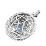Dazzling Sterling Silver Pendant With Polished Swiss Blue Topaz, And Natural White Zircon And Rhodium Plating - Fashion Apparel 