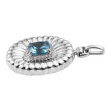 Dazzling Sterling Silver Pendant With Polished Swiss Blue Topaz, And Natural White Zircon And Rhodium Plating - Fashion Apparel 