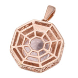 Rose Gold Rhodium Plated Sterling Silver Pendant With Rose Quartz And Natural White Zircon - Fashion Apparel 