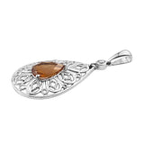 Rhodium Plated Sterling Silver Pendant With Madira Citrine And Natural White Zircon - Fashion Apparel 