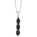 Black Spinel Prong Set Trinity Pendant In Sterling Silver With A Rhodium Finish - Fashion Apparel 
