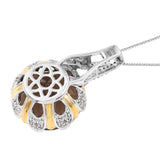 Yellow Gold Pan Plated Sterling Silver Pendant Featuring Smoky Quartz, Natural White Zircon - Fashion Apparel 