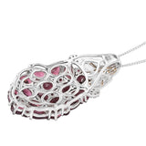 Stunning Sterling Silver Pendant With Yellow Gold Pan Plating And Polished Natural White Zircon, Rhodolite Garnet - Fashion Apparel 